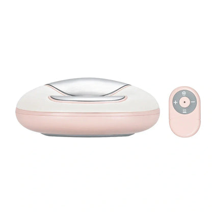 White electric hand massager device with pulse modes and heat for palm relief, 140x141x57mm size