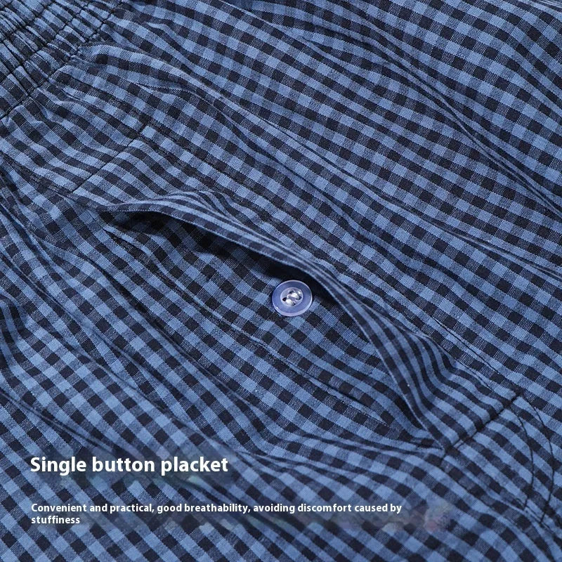 Men's Cotton Loose Boxer Shorts Plus Size Arrow Pants Woven Mid Waist Breathable Quick Drying Sports Underwear in Blue Black White Plaid Red Plaid