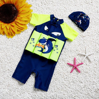 Buoyancy swimsuit with sun protection in Korean style patterns, available in sizes S to XXL for early swimming education