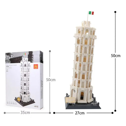 Wange building block set with 800+ ABS plastic pieces for constructing architectural landmark models