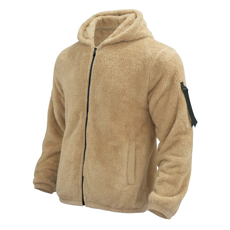 Cozy hooded fleece jacket in a variety of classic colors for men's autumn and winter wear
