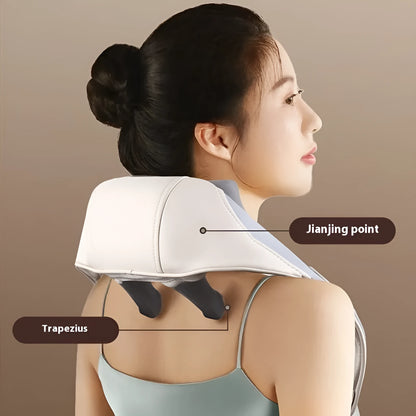 Rechargeable foldable electric neck and body massager in beige or blue colour