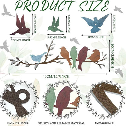 Iron bird branch wall decoration measuring 40cm by 10cm in European-style design