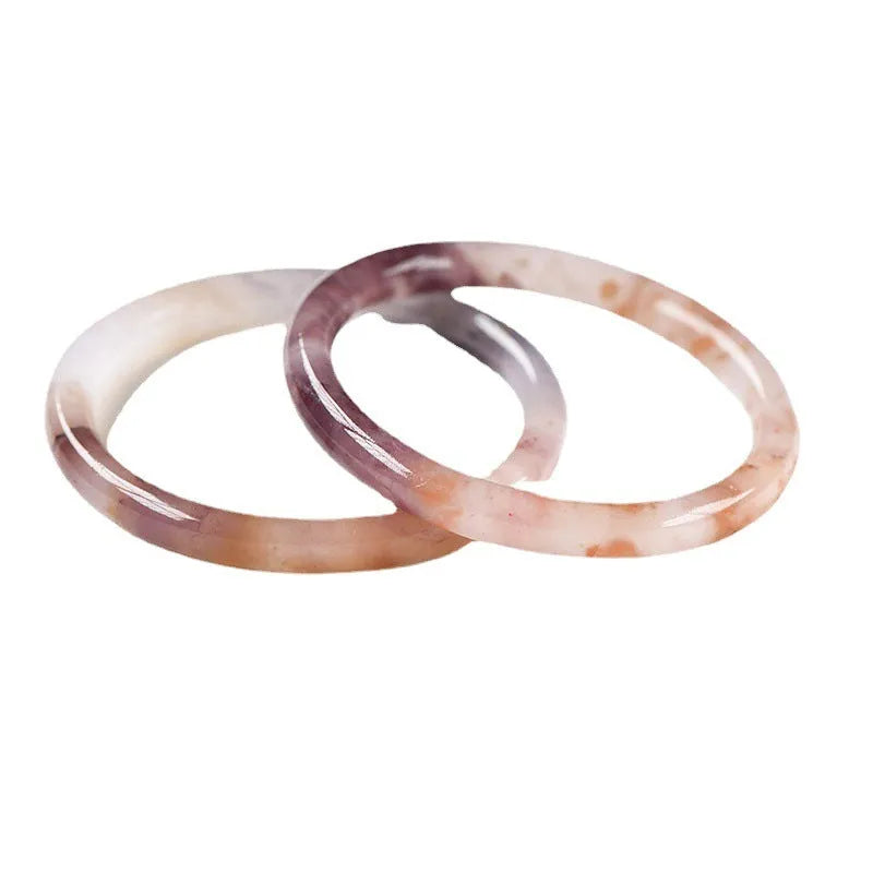 Jade violet bracelet with geometric design in flat bar and round bar styles, adjustable 54-64mm sizes