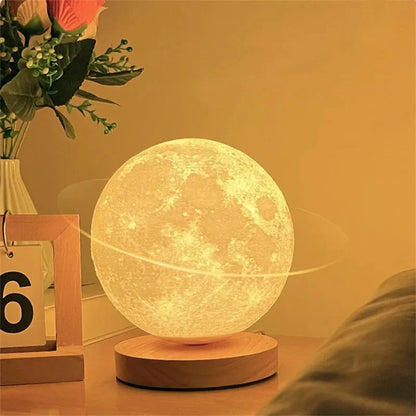 3D Magnetic Floating Levitating Moon Lamp with realistic moon surface and customizable colors