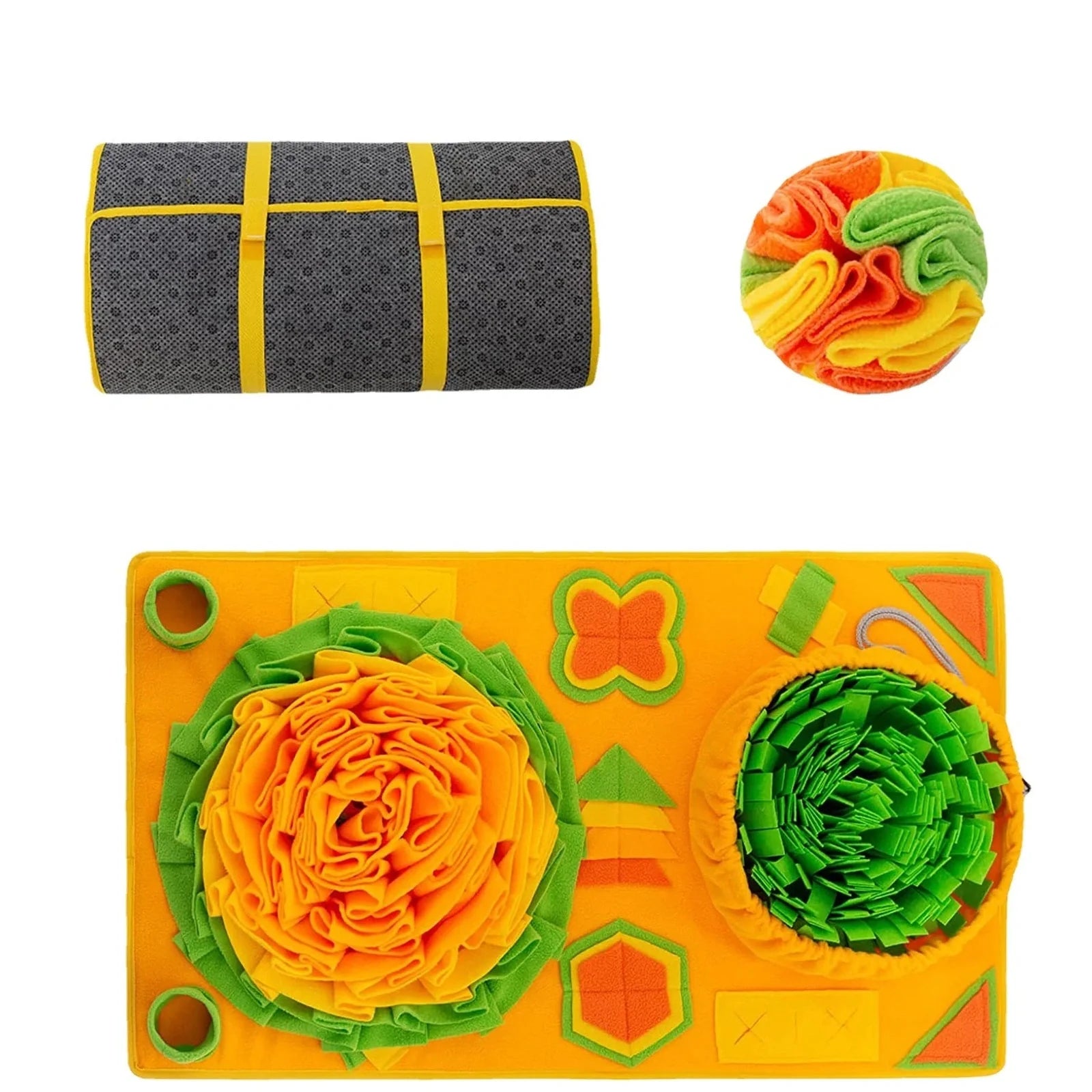 85x50cm dog snuffle mat with removable polar fleece balls on non-slip backing