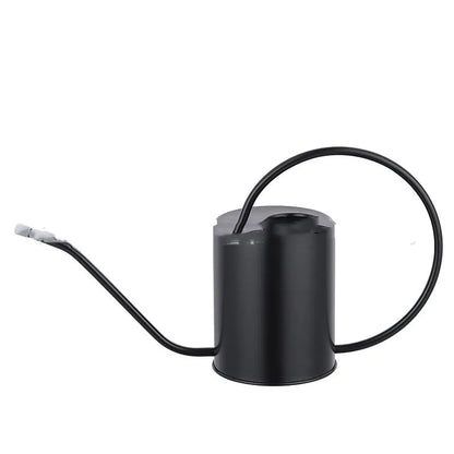 Stainless steel 2 litre watering can with long spout for garden use in black, gold, and stainless steel finishes