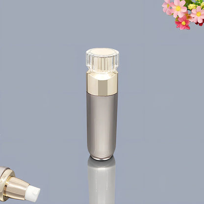 Acrylic cosmetics bottles in champagne gold and brushed white with vacuum sealing, various sizes from 5g to 120ml