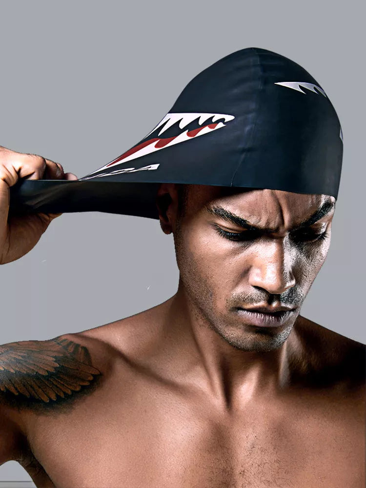 Printed silicone swimming cap in various colors for unisex swimmers