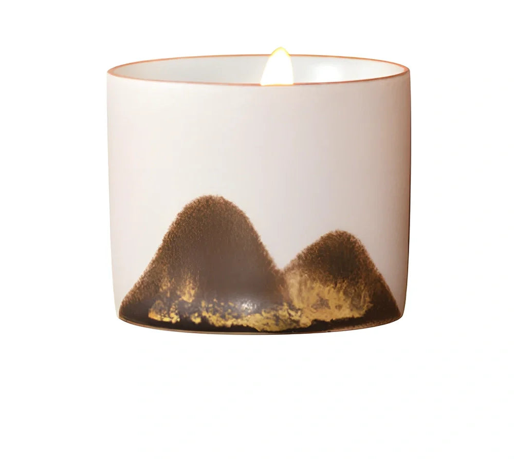 Handcrafted tea cup aromatherapy candle in glass container with 5.2cm width and 4.3cm height
