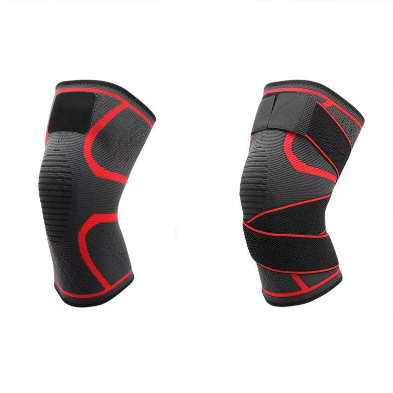 COOLFit Outdoor Sports Compression Knee Pads in black grey, grey red, and grey blue