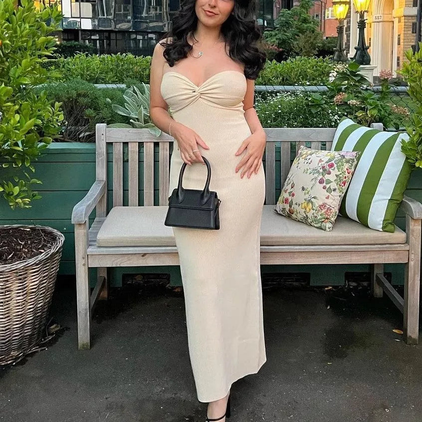 Women's knitted cross off shoulder woolen weaving dress in various colors