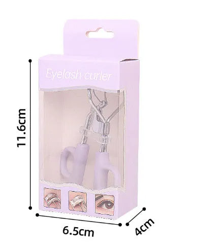 Pink eyelash curler with A4 chrome scissors handle design and carbon steel construction