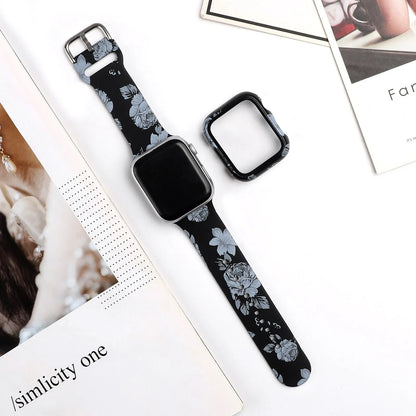 Printed silicone watch strap for Apple Watch 1-6 and SE models in multiple sizes