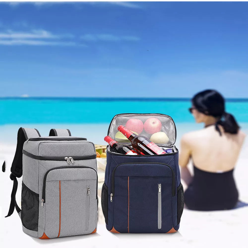 Large Capacity Outdoor Creative Double Insulation Backpack in grey or dark blue