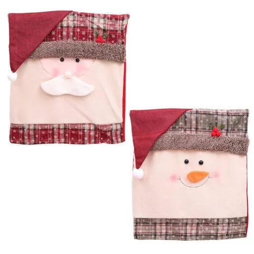 Christmas chair covers set with Santa Claus, Snowman and Santa Hat designs on dining chairs
