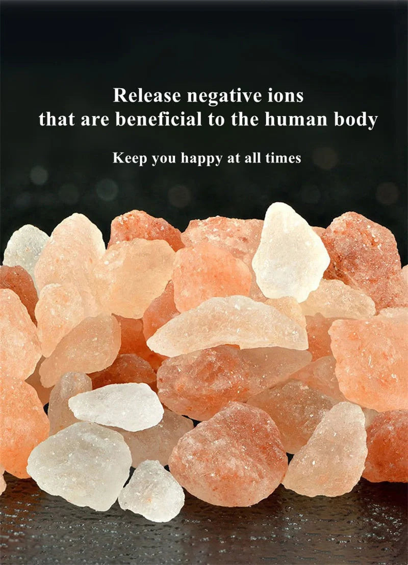 Crystal Salt Stone Air Humidifier with Aromatherapy and LED Lamp on desktop