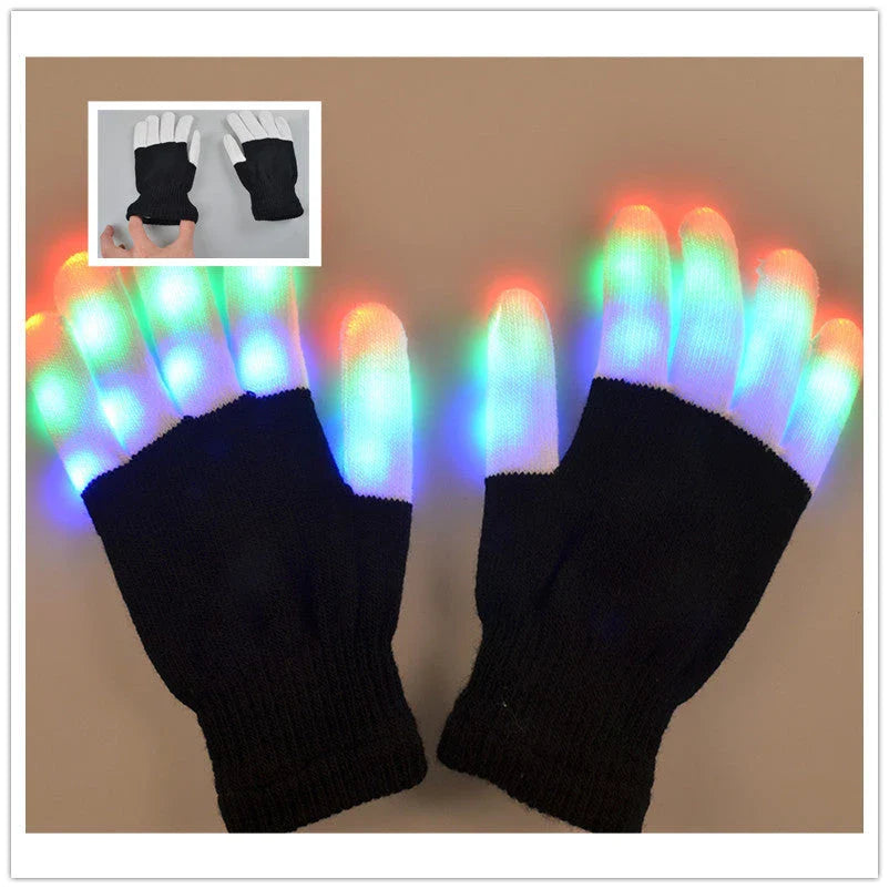 Premium colorful LED glowing gloves with vibrant lighting effects for dance, performance, and nightlife activities
