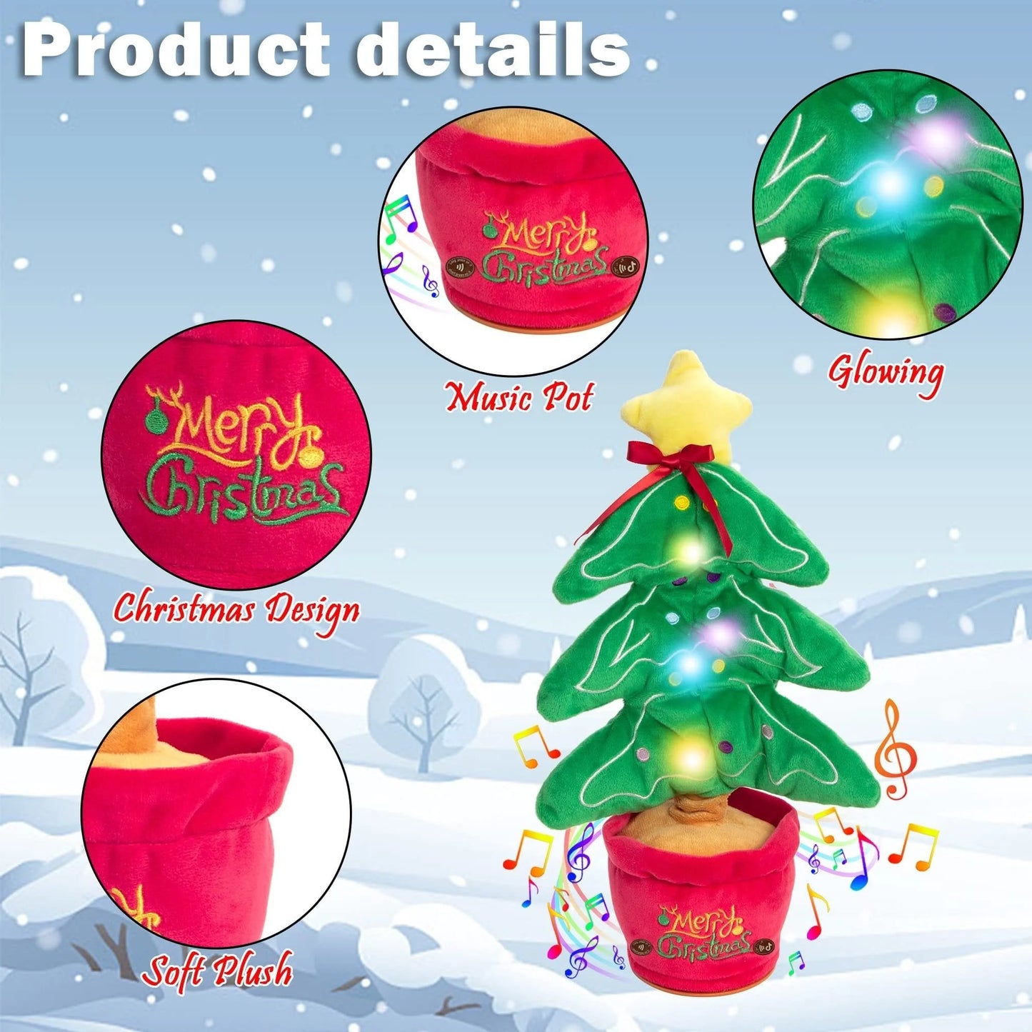 Dancing Christmas Tree Electronic Plush Toy with singing and recording features