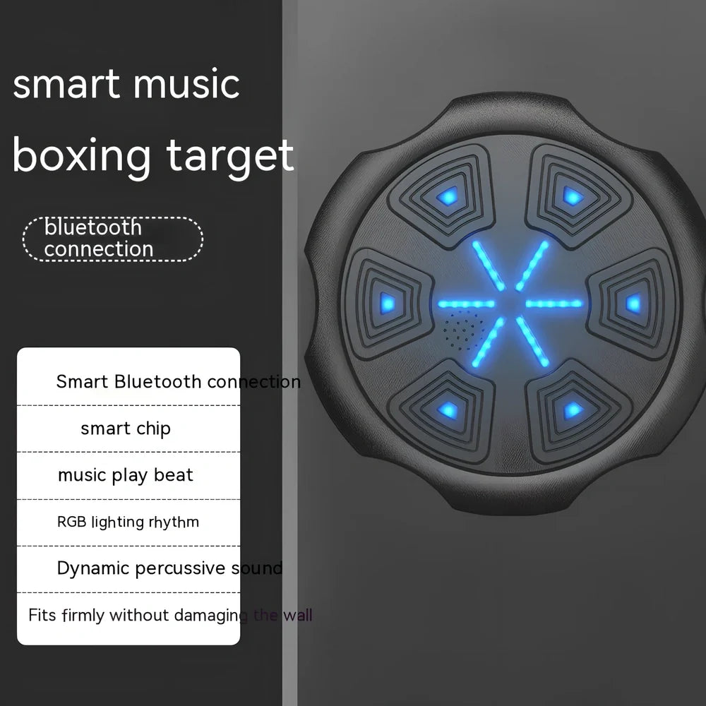 Blue hexagonal boxing machine with gloves, 430mm square target with musical feedback system