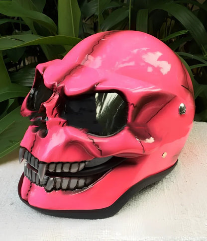 Latex Halloween skull head helmet mask in copper colour showing detailed facial features