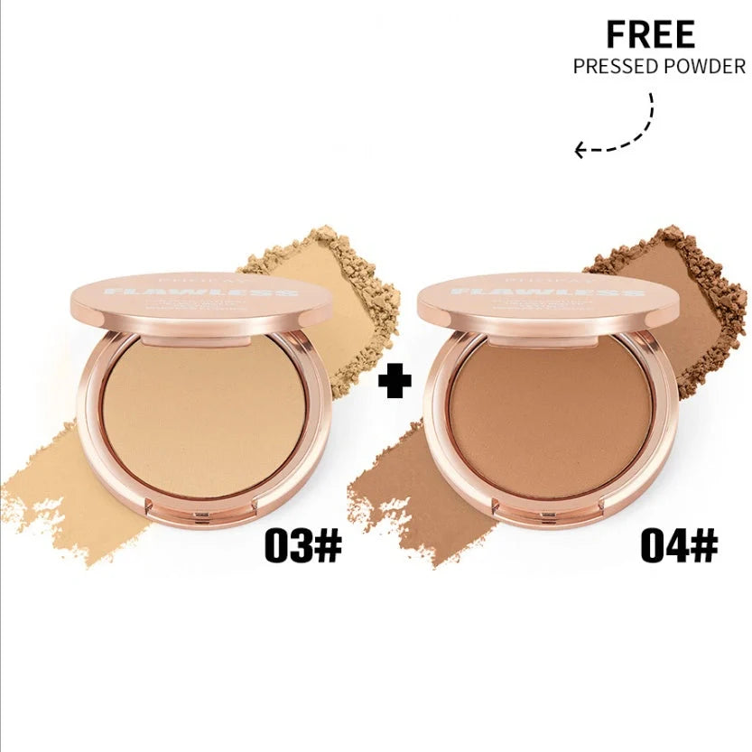 Mattifying pressed powder for a flawless, shine-free complexion with a smooth, poreless appearance