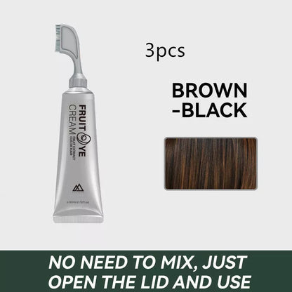 Lifelike Fruit Color Cream hair dye in black, black brown, and chestnut brown shades