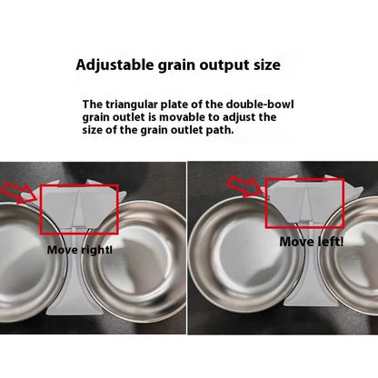 Automatic pet feeder for cats and dogs, 4L or 6L double feeding, white or black plastic with feeding dish