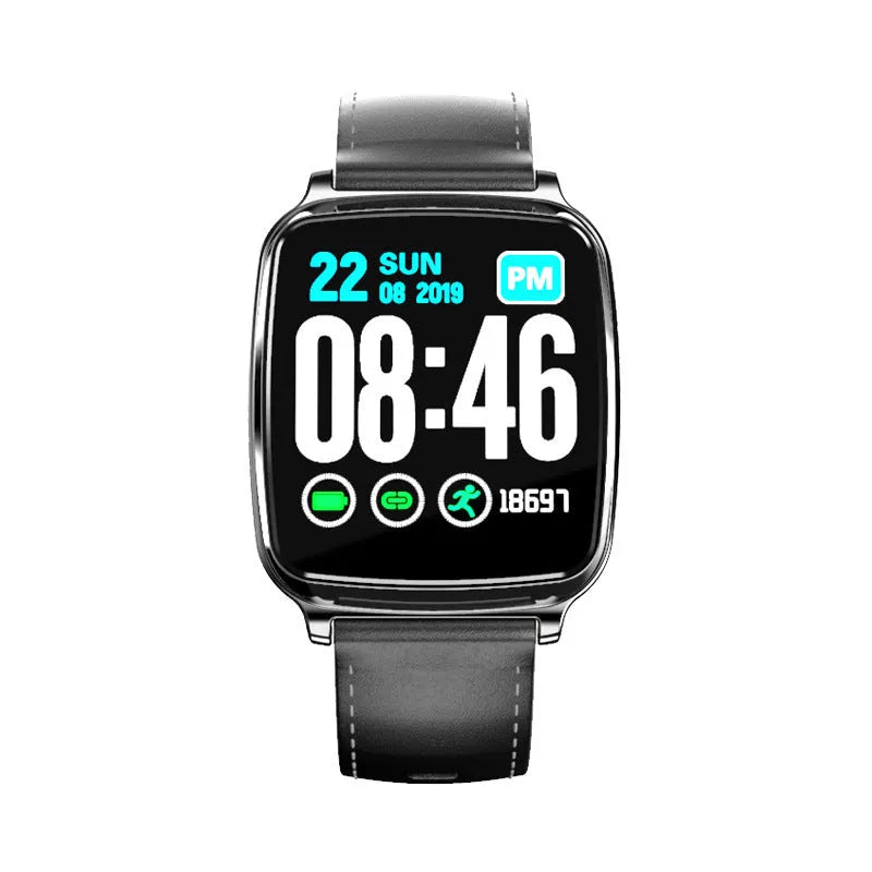 M8 smart bracelet showing zinc alloy body with 2.5D tempered glass screen displaying heart rate data