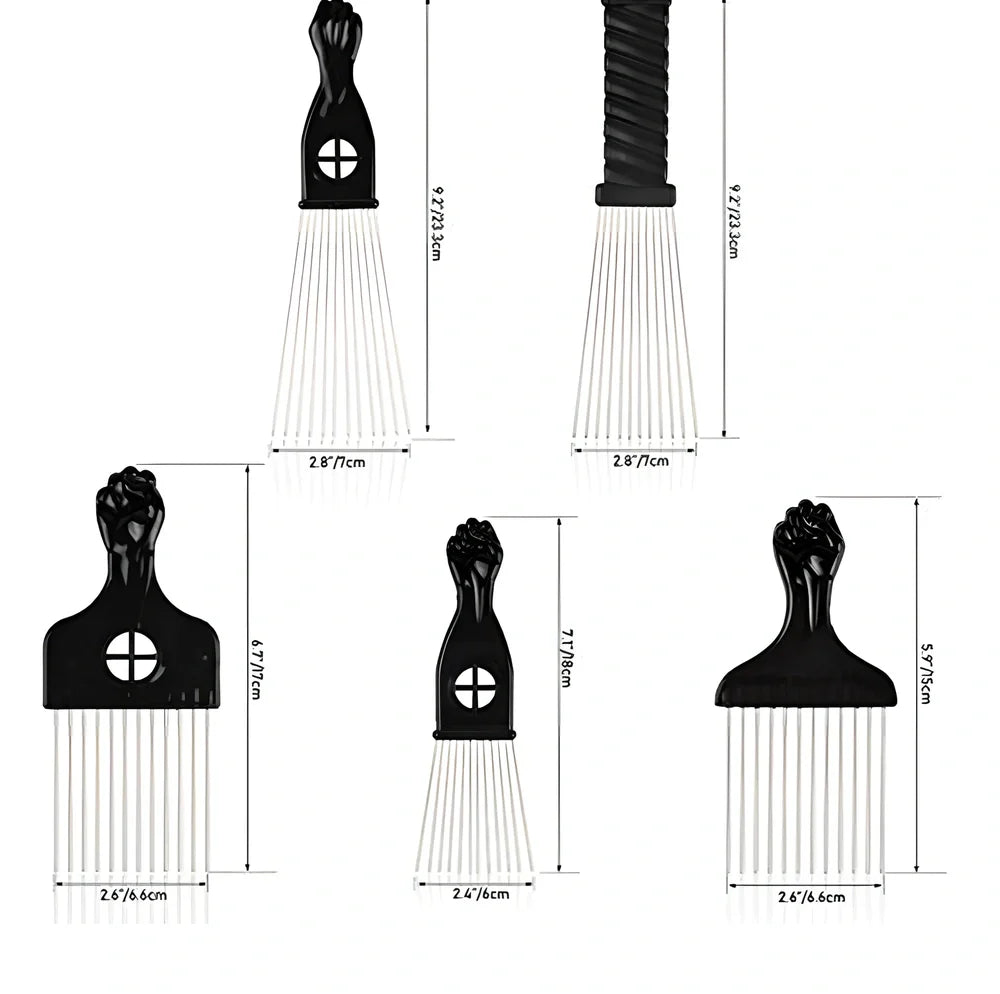 Metal styling comb with steel teeth and anti-slip handle for professional hair styling