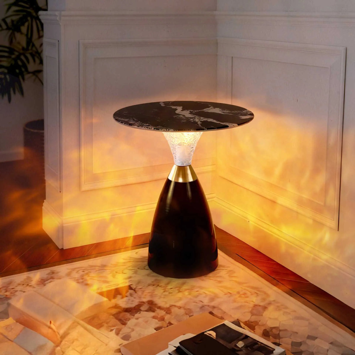 LED side table with 16-colour RGB ambience light, remote control, white or black, tea table for living room