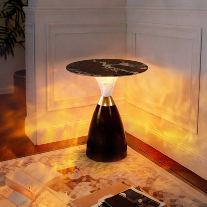 LED side table with 16-colour RGB ambience light, remote control, white or black, tea table for living room