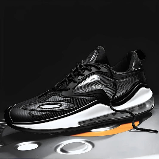 Men's casual summer shoes in Space Black with air cushion and elevated rubber sole
