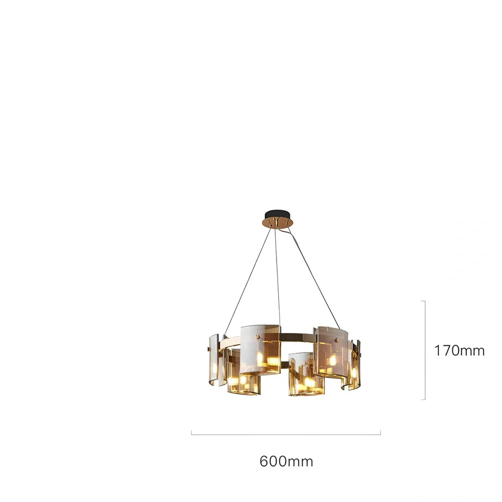 Glass fish-shaped LED chandelier with adjustable height mechanism and multiple light sources