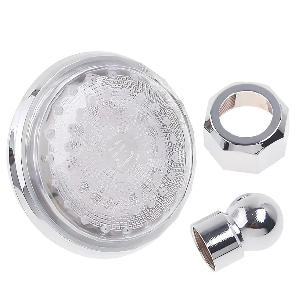 LED shower top spray with electroplated ABS finish and temperature control display