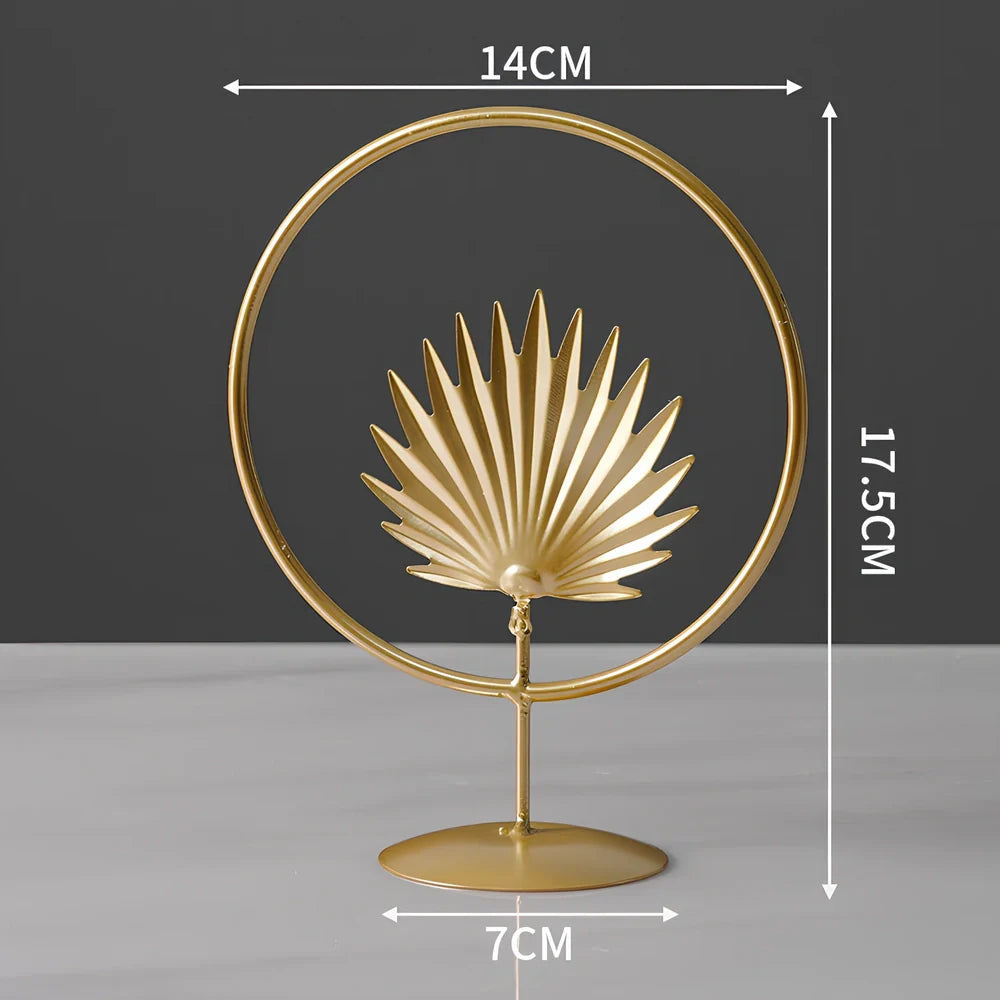 Nordic geometric wrought iron ornament with copper finish measuring 15x20cm