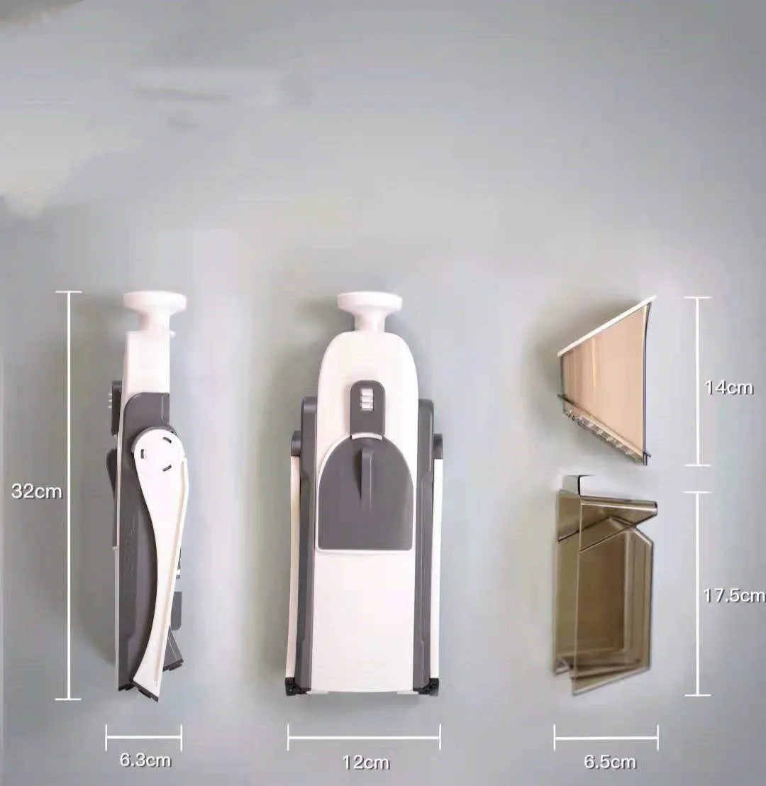 Multifunctional vegetable cutter with safety design and 30+ slicing options