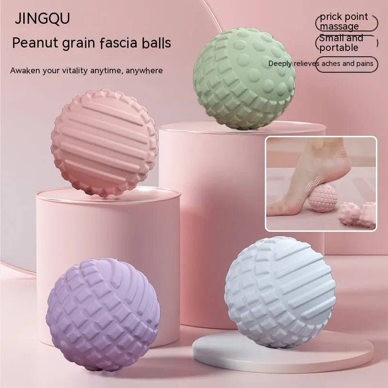 A 6cm diameter pink TPR foot massage ball on a plain background.
