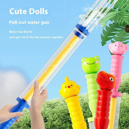 Children's pull-out water gun with animal designs in 48cm and 53cm sizes for manual water play