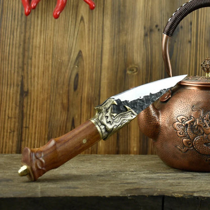 Hand forged lightweight slicing knife with rosewood handle and sharp 5Cr15Mov blade