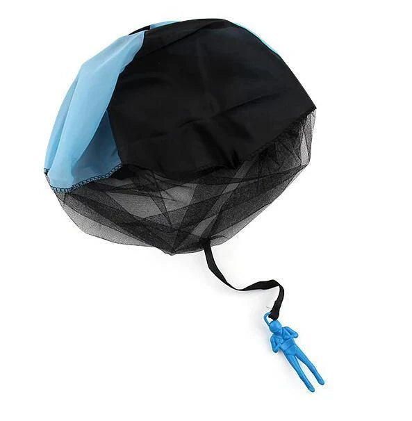 Colorful paratrooper toy parachute with soldier figure, designed for outdoor fun and educational play