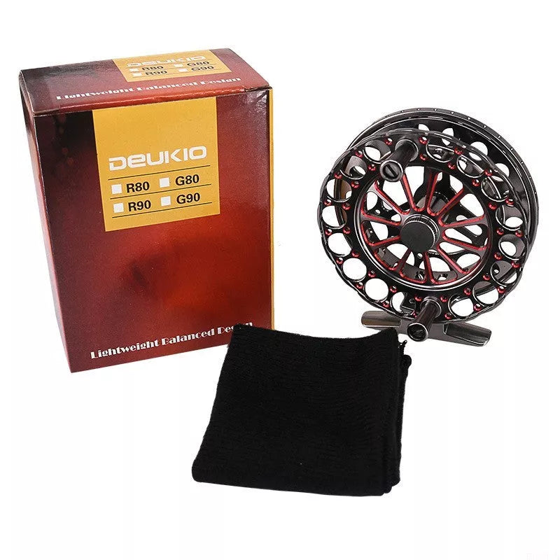 Full metal raft fishing reel with 1:1 speed ratio in red