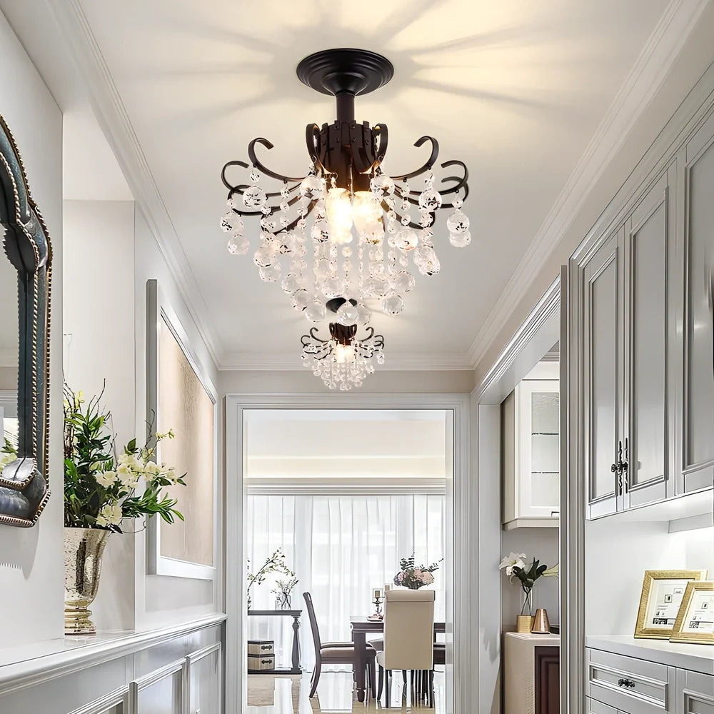 American simple style glass chandelier with A style gold finish, 33cm diameter, adjustable height