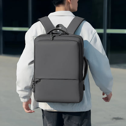 Waterproof Oxford cloth business backpack with air pillow belt system in black colour