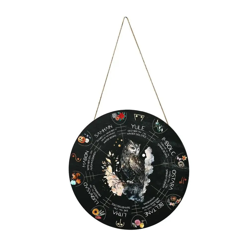 Wooden decorative pendant with disc design, 29.5 cm boxwood gift for holidays and gifting