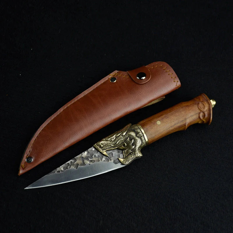 Hand forged lightweight slicing knife with rosewood handle and sharp 5Cr15Mov blade