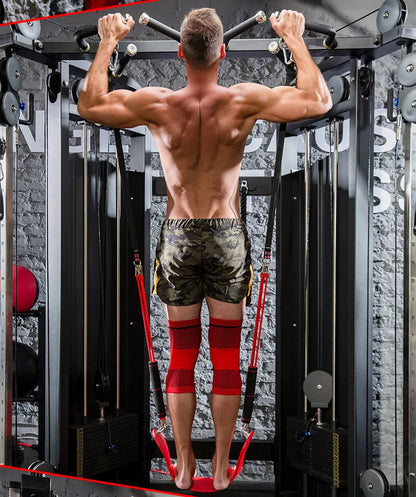 Horizontal bar auxiliary belt with elastic rope resistance for adjustable workout intensity