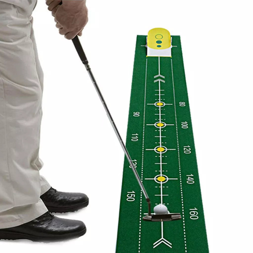 Precision Putter Exerciser for indoor golf practice, available in green and yellow