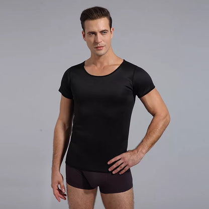 Men's black neoprene slimming shaper underwear for enhanced workout sweat and waist slimming