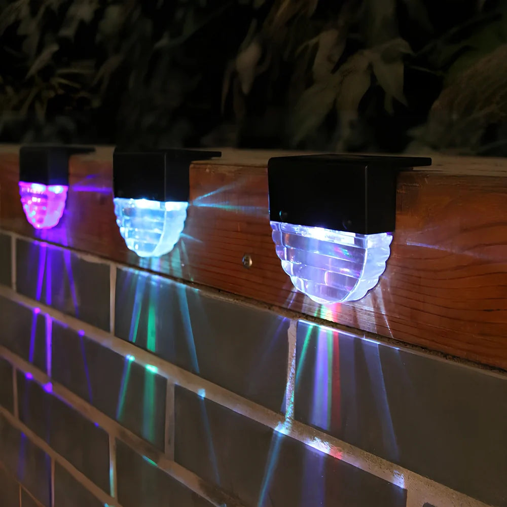 Semicircular outdoor solar LED stair light, waterproof IP55, 80x70mm size for paths and fences